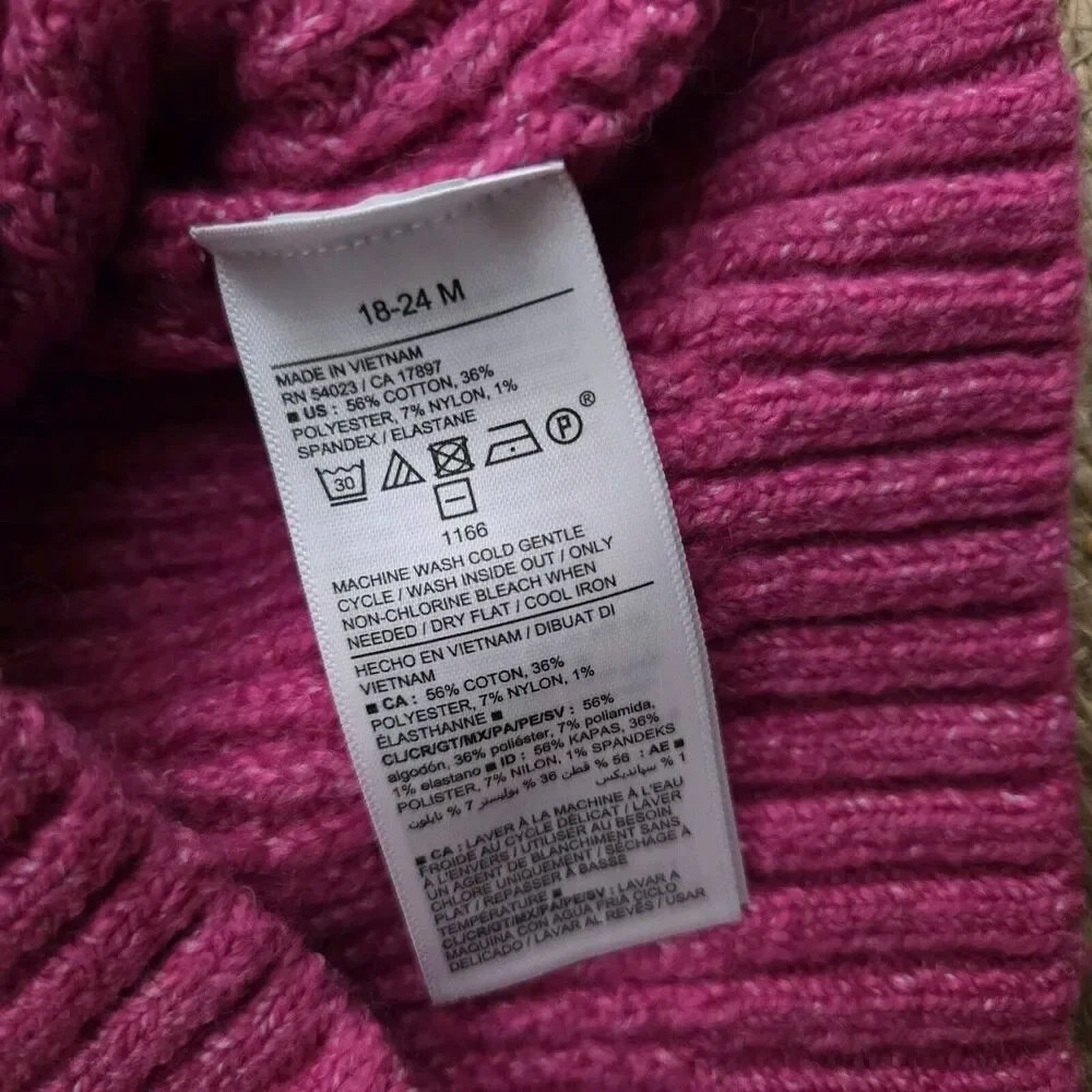 OLD NAVY Pink Knit‎ Sweater Toddler New with tags asize 18-24months - S9